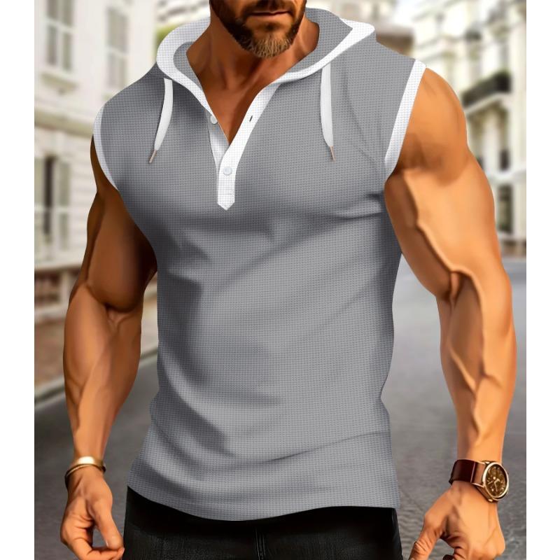 Мужская рубашка-поло Muscle без рукавов с капюшоном