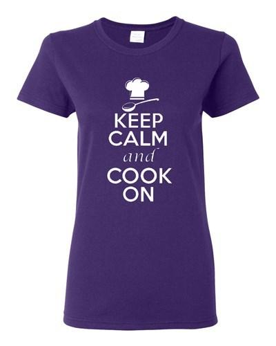 Женская футболка с принтом 'Keep Calm And Cook On Cuisine Restaurant Cooking Chef Food' Унисекс