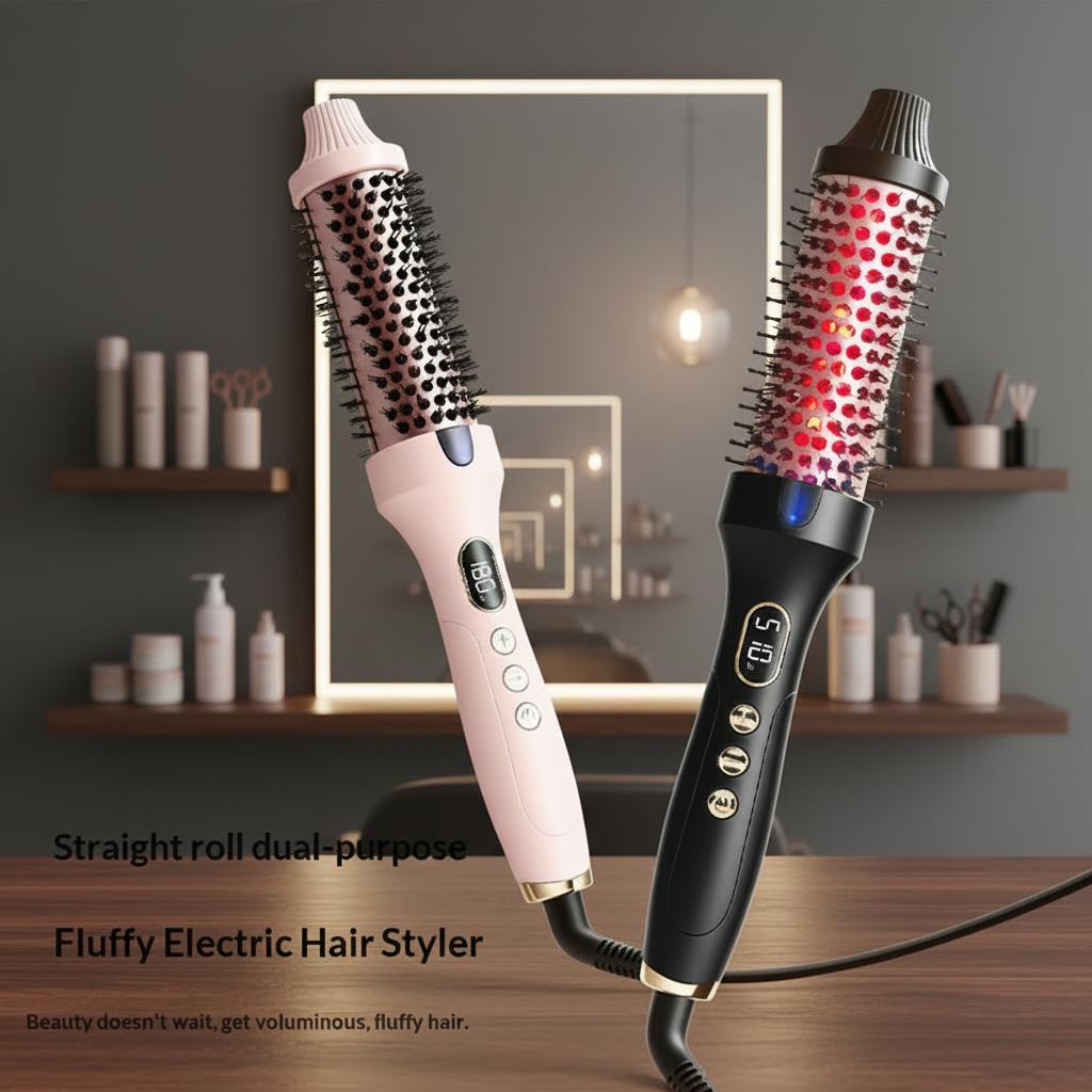New Design Small Size Hot Comb Negative Ion Single Thermal Brush Heated Round Straightening Brush for Hair Curler