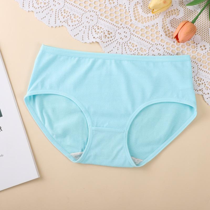 Женские трусы-стрейч со средней талией, большие размеры, нижнее белье из чистого хлопка, утягивающее бедра, полностью хлопковые трусики-треугольники с промежностью