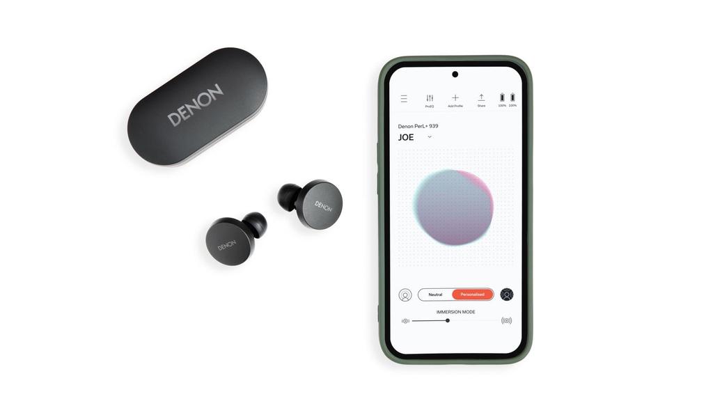 Беспроводные наушники Denon Bluetooth PerL Pro Персонализированные активные шумоподавляющие наушники с микрофоном для зарядки, черные AHC15PLBKEM AH-C15PL Функция/Адаптивность