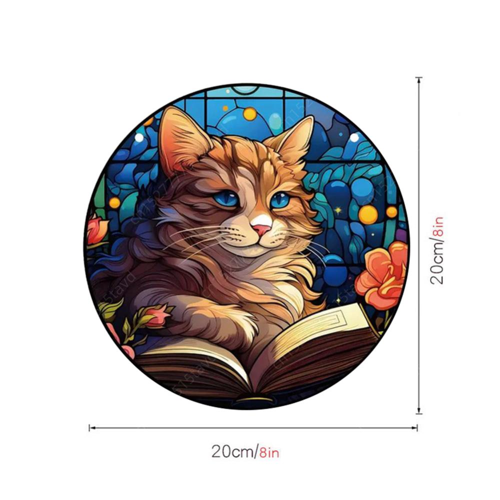Панель для украшения дома «Ловец солнца» Водонепроницаемая акриловая оконная панель Подвесная книга-ловец солнца и кошка Витражное стекло «Древо жизни»