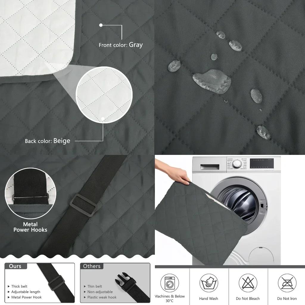 Sofa Covers Water Resistant Couch Cover Reversible Furniture Protector Without Pocket Elastic Straps for Kids Dog Sofa Slipcover