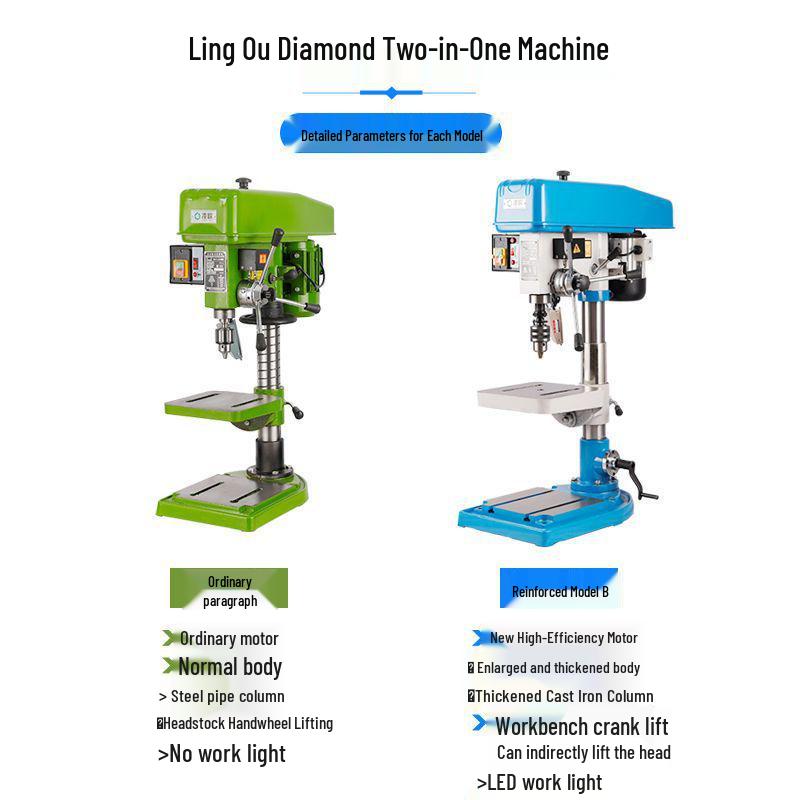 Ling Ou Diamond Dual-Purpose Industrial Bench Drill & Tap Machine (Model: ZS4116B ZS4120 25 12C)