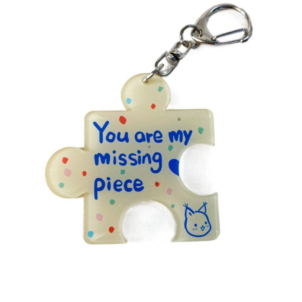 Multicolour Acrylic Puzzle Text Keychain Korean Style Accessories Versatile Daily