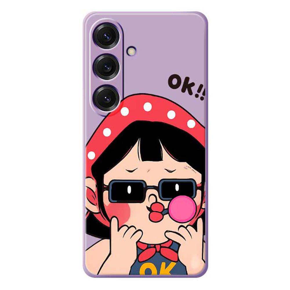 For Samsung Galaxy S25 Case Cute Kid Pattern Printing Straight Edge TPU Phone Back Cover