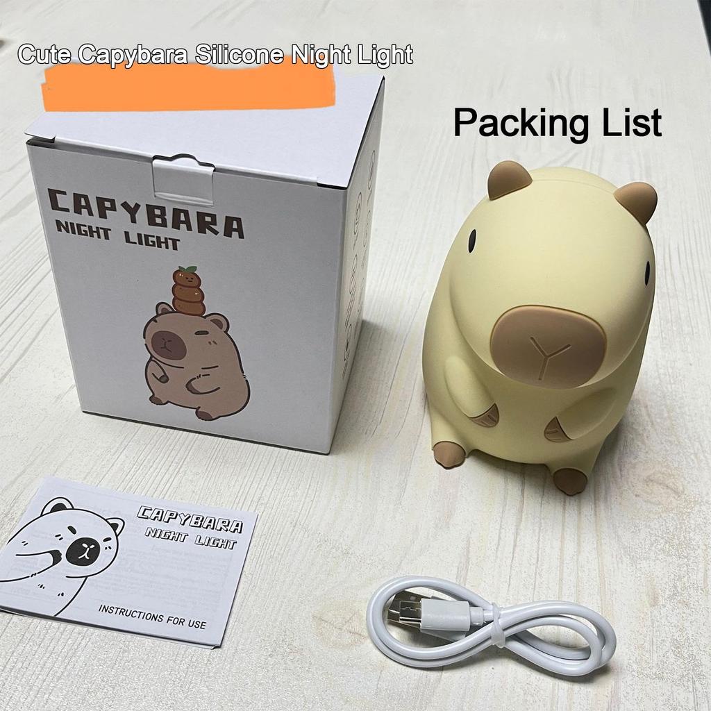Лампа Капибара | Ночник для детской | Перезаряжаемая по USB, форма капибары, сенсорное управление, силиконовая лампа для спальни, гостиной, прикроватной тумбочки