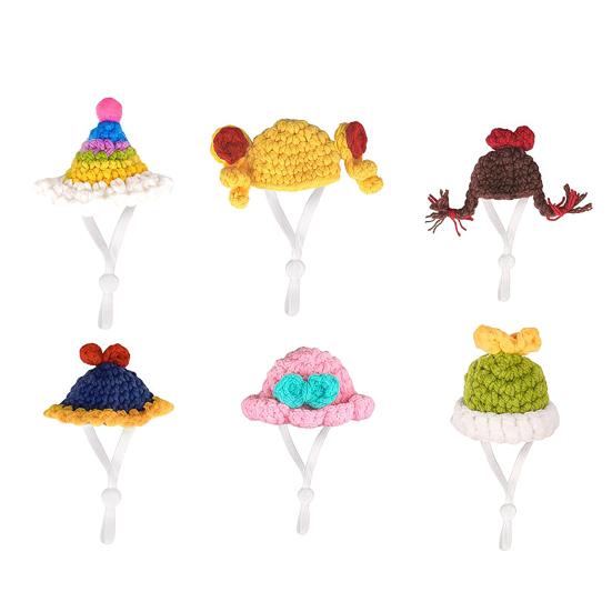 6/8 шт. Статуэтка гуся Мини вязаная шапка с регулируемым ремешком Настольная шапка-крючком Головной убор Рождественская праздничная вечеринка Наряд для переодевания