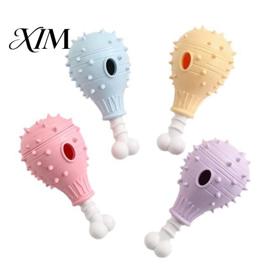Pet Enrichment Toys Dog Treat Dispenser Toy, Spiky Chicken Leg Chew Rubber Interactive Foraging Games for Pets Puzzle Feeder Aggressive Chewers,