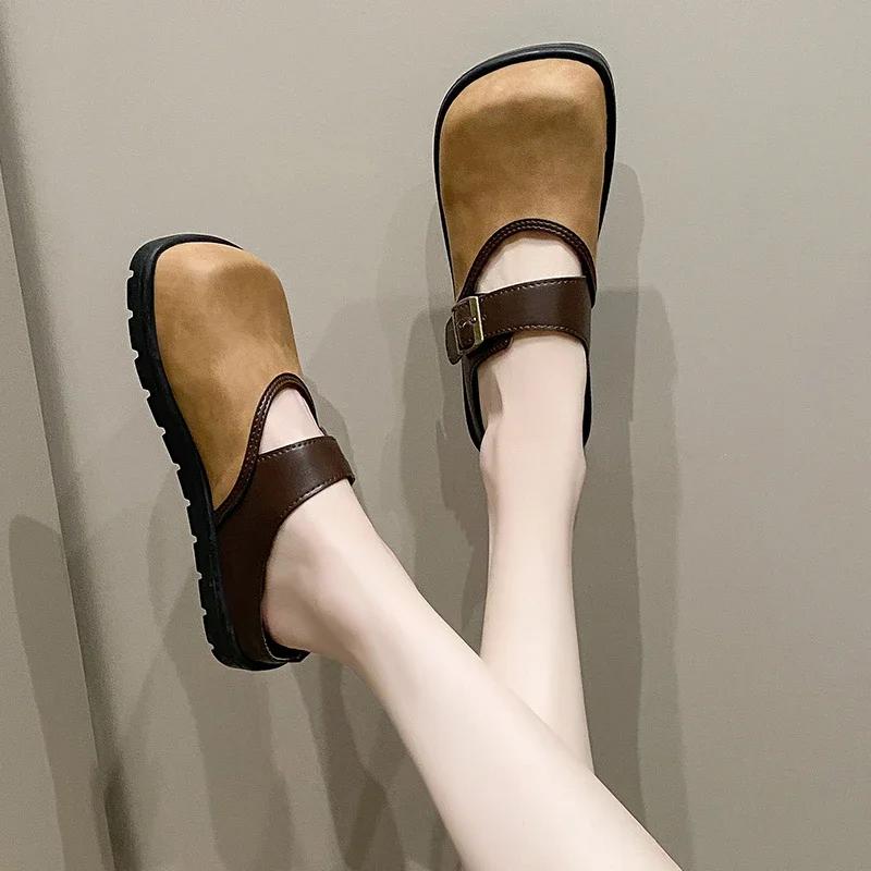 Fashion Women Mules Shoes Slippers Square Toe Flats Summer Designer Casual Outdoor Sandals 2024 New Cozy Flip  Shoes for Women Leisure