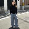Girls' blue fashionable wide leg jeans