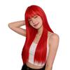 Waist-Length Straight Red Cartoon Bangs Wig for Women