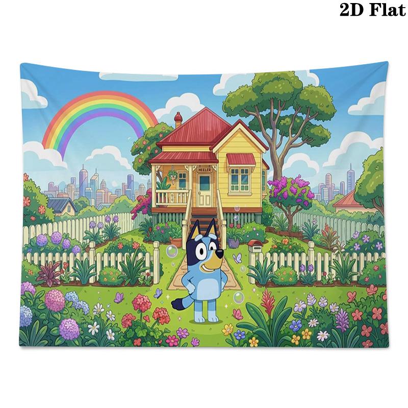 Bluey Wall Tapestry Aesthetic Wall Hanging Printed Fabric Blanket Decorative Tapestries for Bedroom Living Room Home Decor