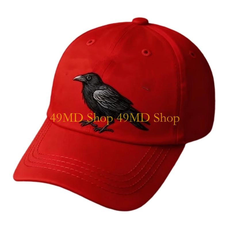 49MD Унисекс Бейсболка с Готической Вышивкой Ворона Регулируемая Snapback Кепка Папы для Повседневной Активности Защита от Солнца на Открытом Воздухе Головной Убор