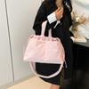 Ielgy Casual Nylon Cloth Drawstring Soft Quilted Handbag Lightweight Simple Cotton Bag Large Capacity Crossbody