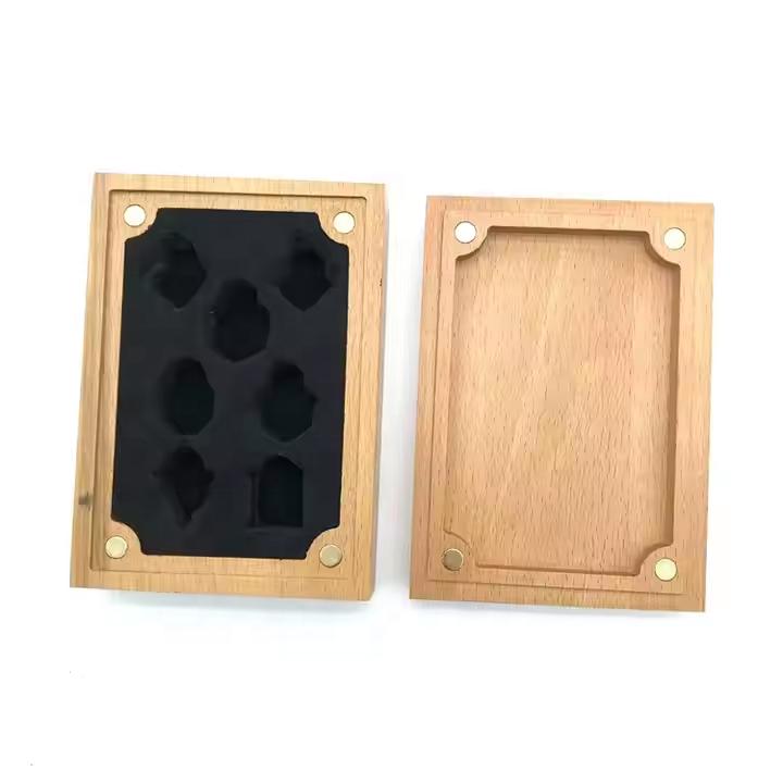 Rectangular Wooden Magnetic Case Box for a Set of 7 RPG Dice