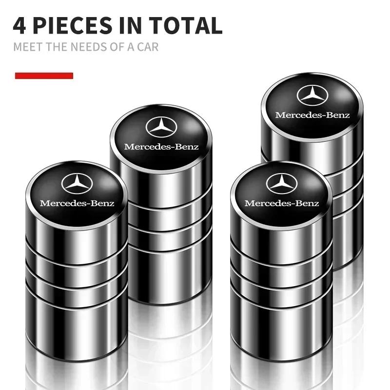 C200 E300 Hot 2026 4Pcs/set 3D Styling Car Wheel Tire Valve Caps Stem Caps Decoration For Mercedes Benz B/C/E/S Class A Class C2
