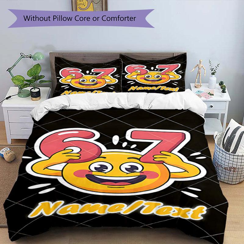 3PC Custom Name Happy Number Celebration Bedding Set Printed Bedding Set Duvet Cover Closure Includes 1 Duvet Cover & 170 Pillowcases for Bedroom