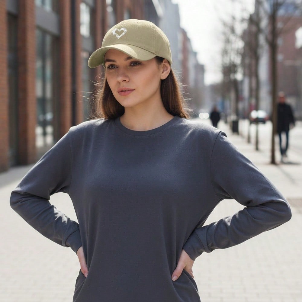 [Love Heart Baseball Cap] White heart print, polyester, adjustable & breathable. Unisex for daily wear, outdoor sports, sun protection and gifting.