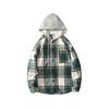 PLAYBOY Men's Brushed Plaid Hooded Long Sleeve Shirt Jacket