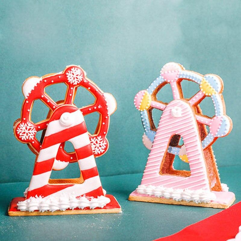 3Pcs/Set 3D Ferris Wheel Cookie Cutter Fondant Cake Baking Tool Mold Cake Decor Embossed Molds Baking Pastry Mold