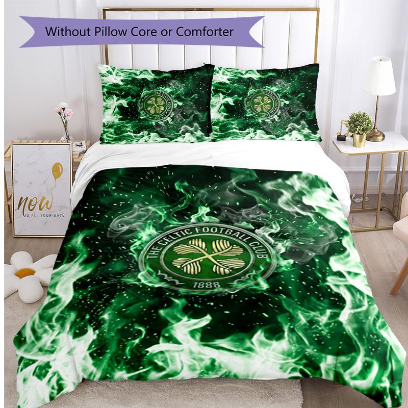 Celtic FC Printed 3PCS Bedding Set Breathable Duvet Cover with Pillowcases Decorative Bed Linen for Bedroom Home