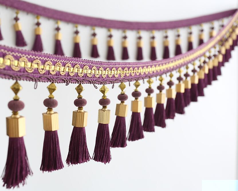 2/3/5M Tassel Fringe Edging Trim Curtains Tassel Trim Lace Sewing Crafts Cushions Furnishings Upholstery Home Funiture DIY Decor