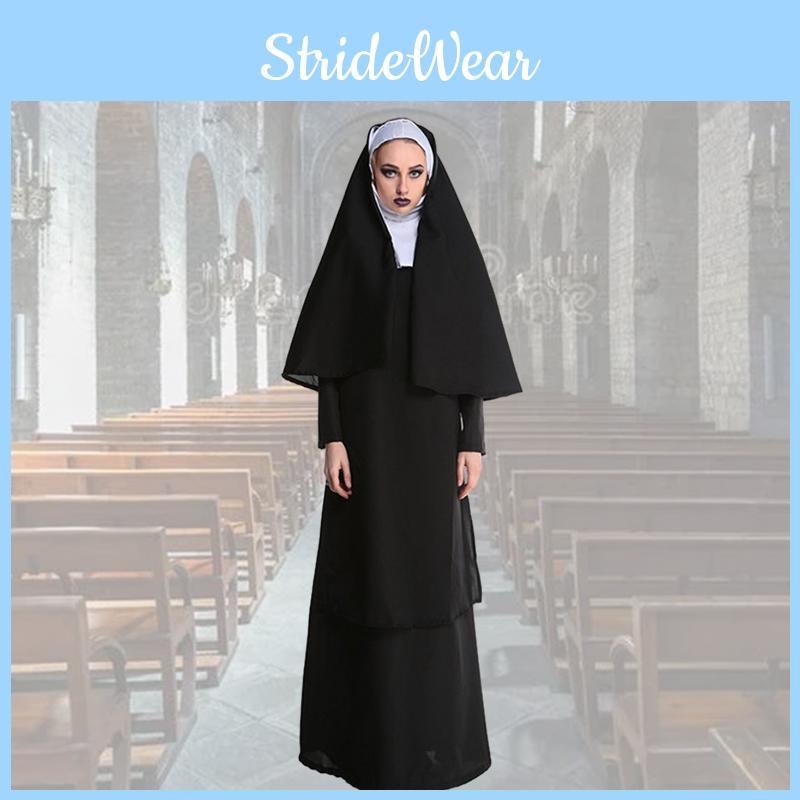 Adult Cosplay Costume Halloween Nun Dress For Game-themed Role-play L Xl)