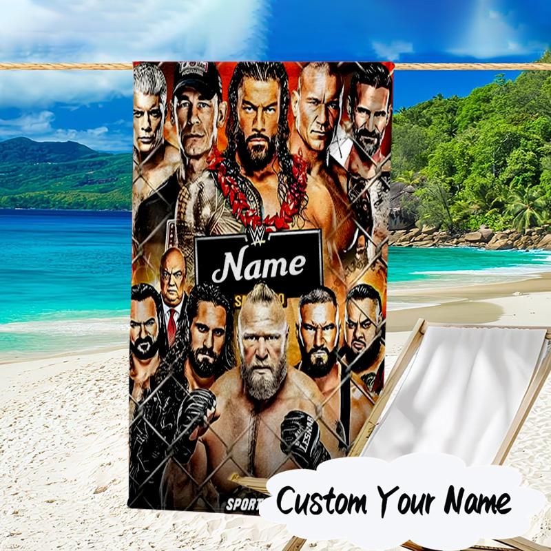 Custom Name Unite wrestling Legends Microfiber Beach Towel Super Soft & Absorbent for Bath, Beach, Travel Bath Time Accessory, Fan gifts