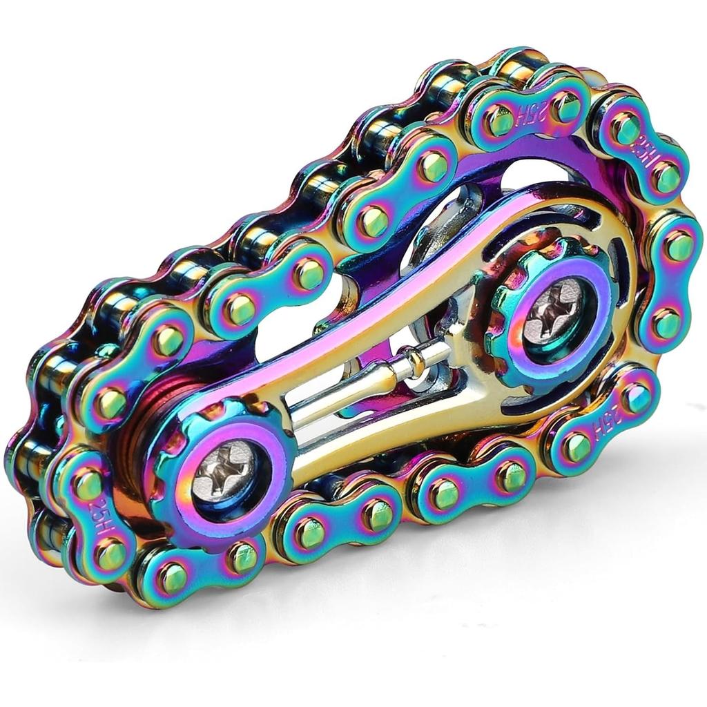 Bike Chain Gear Fidget Spinner for Stress Relief, Metal Sprocket Chain Fidget Toy, Kinetic Desk Novelty Hand Finger Spinner for Anti-Anxiety, Cool Toy