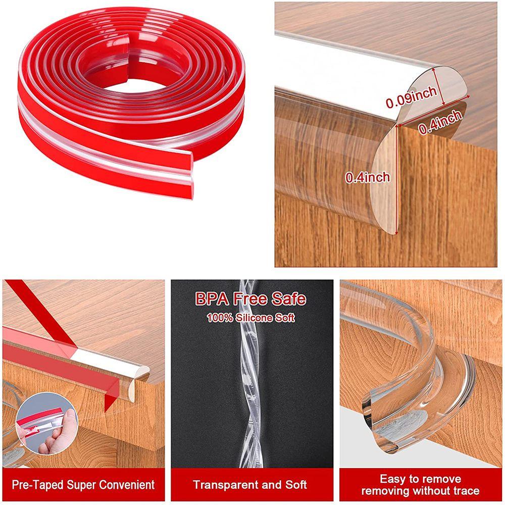 Soft Kids Transparent Self Adhesive Desk Bumper Furniture Corner Protector Table Edge Guard Strip