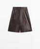 Masimodutti Long Napa Leather Bermuda Pants