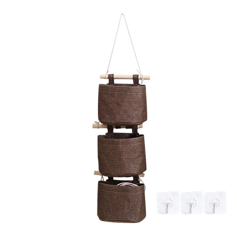 Sundries Home Decor Pockets Hanging Storage Bag Bathroom Wall Door Foldable Detachable Wardrobe Cotton Linen Closet Organizer