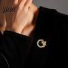 Faux Pearl Rhinestone Brooch Anti-Exposure Round Women Shape with Rhinestones