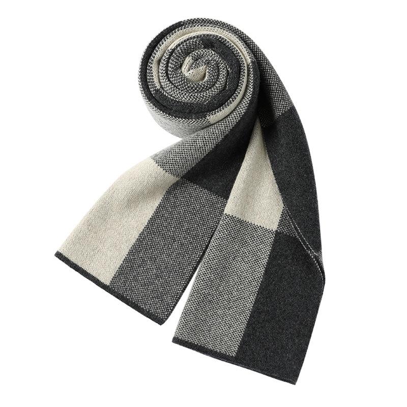 2025 Winter Light Luxury 100% Pure Cashmere Scarf Men's Autumn and Winter Thickened Warm Plaid Scarf Gift Box