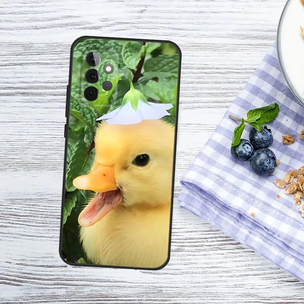 Yellow Duck Cute Phone Case For Samsung Galaxy A13,A21s,A22,A31,A32,A52,A53,A71,A80,A91 Soft Black Phone Cover