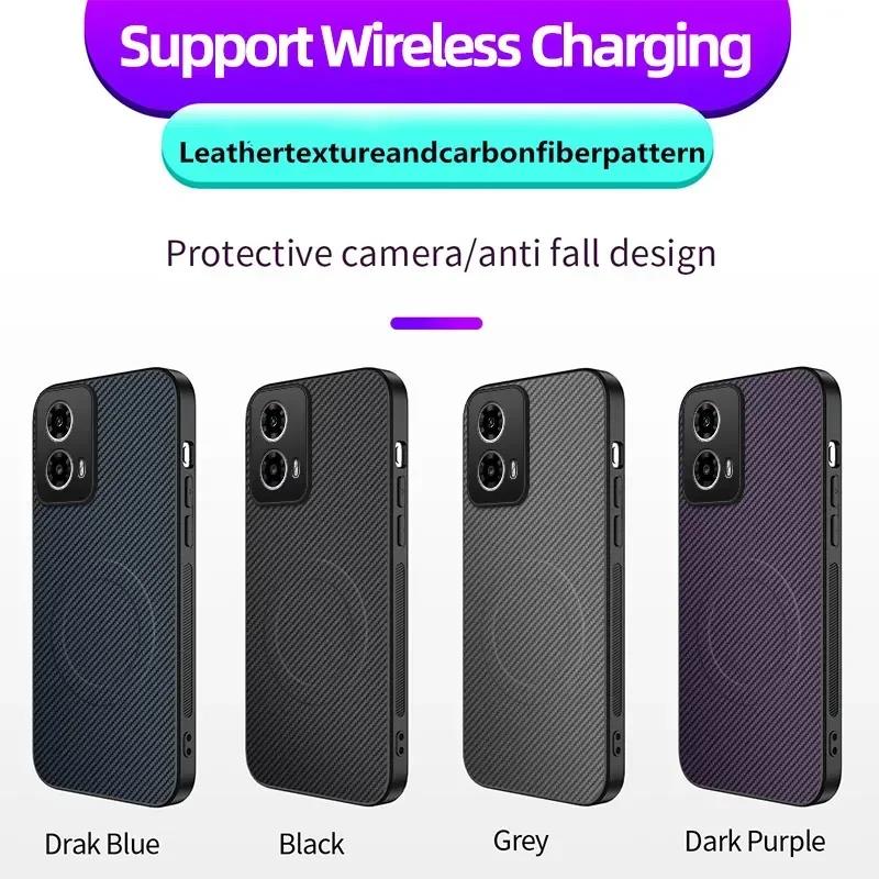 Чехол из углеродного волокна с магнитной беспроводной зарядкой для Motorola Moto Edge 50 NEO 50 Fusion 50 Ultra, противоударный силиконовый чехол