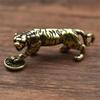Tiger 3D Brass Car Casting Statue Mini Animal Metal Figurine Home Decor