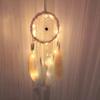 Creative Weaving Feather Wind Chime with Light Creative Home Pendant Gift Hanging Drop Feathers Dream Catcher Home Bedroom Decor