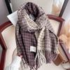 New Autumn and Winter Scarf Women's High-end Atmosphere Pink Plaid Couple Shawl