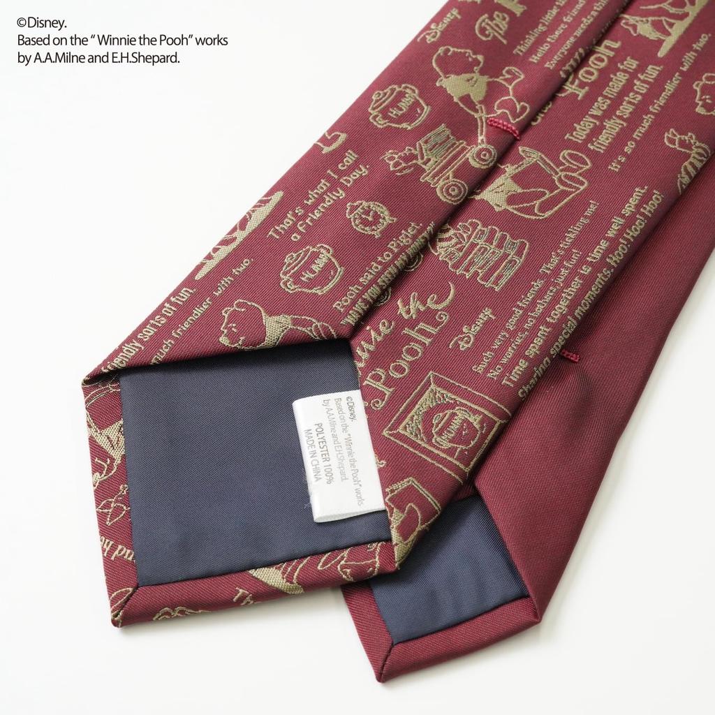 Disney Winnie the Pooh Calligraphy Tie D50026 Perfect for Business or One Size Fits All Red, Casual, Gift,