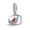 S925 Silver Charm Healthcare Heroes Medical Care Love Nurse Doctor Stethoscope Pendant for Bracelet DIY Jewelry Making