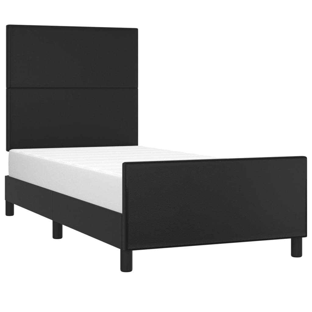 Bed Frame with Headboard Black 90 x 190 cm Faux Leather