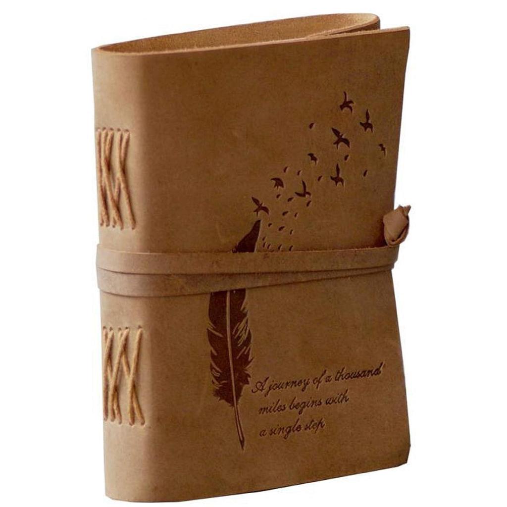 Diary Embossed With Leaf of Tree & a Quote Antique Handmade Leather Bound Diary Cum Notepad for Men and Women Plain Paper of 5×7 Inch Size 240 Pages
