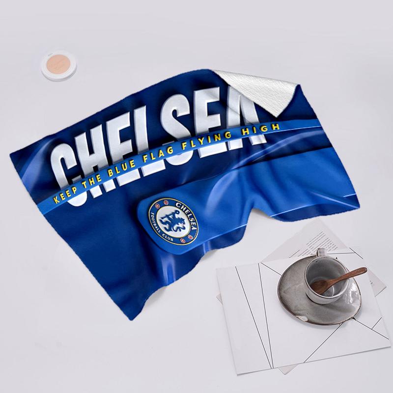 proof beach towel with Chelsea FC logo pattern - soft,absorbent,quick-drying,machine washable - perfect for swimming,camping,bathing