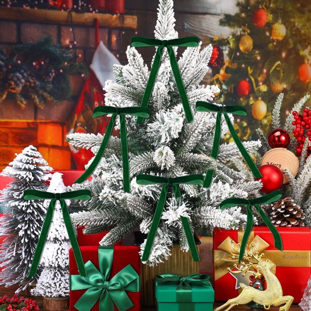 Vintage Christmas Tree Ornaments Home Decor Velvet Christmas Bows Velvet Ribbon Bows Hair Rope