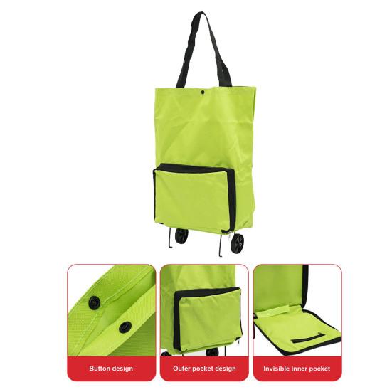Folding Shopping Cart Trolley Bag with Wheels Large Capacity Foldable Design Waterproof Shopping Bag Portable Hand-Pulling Grocery Bag