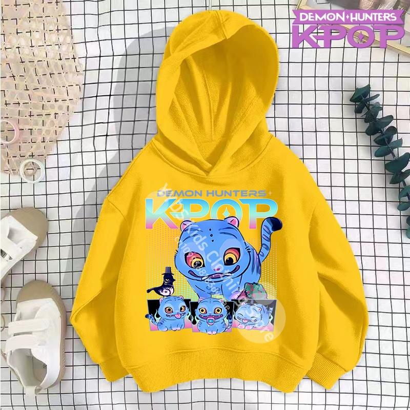 Одежда для маленькой девочки K-Pop Охотники на демонов Толстовка Девичья мода Повседневная толстовка Кино Новинка Детская K-Pop Охотники на демонов Толстовки с капюшоном