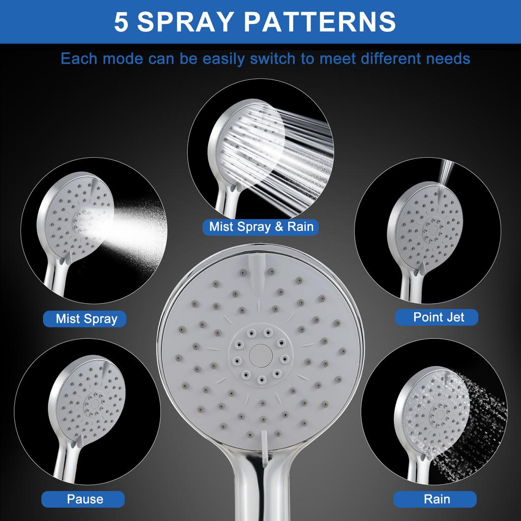 2-в-1 душевая кабина для ванной комнаты с высоким давлением, тропическим душем с удлинителем, ручным душем с настенным кронштейном для шланга
