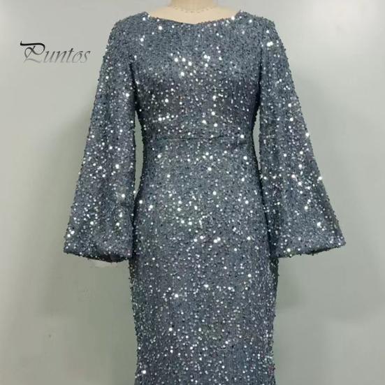 Женское вечернее платье с рукавами-колокольчиками, пайетками, А-силуэта, облегающего кроя, глубоким вырезом, V-образным вырезом, макси-платье со средней талией и застежкой-молнией сзади, выпускное платье